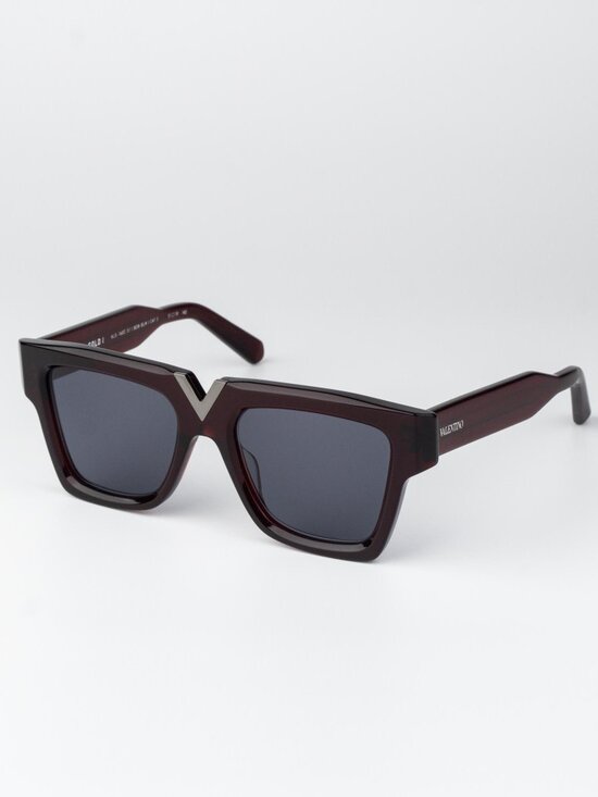 Valentino Women Sunglasses Burgundy Grey Square V-GOLD I VLS-162 C main image 6